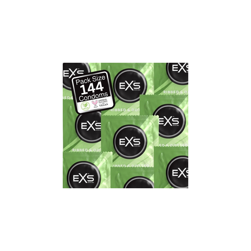 EXS Préservatifs texturés Ribbed & Dotted 54mm x144